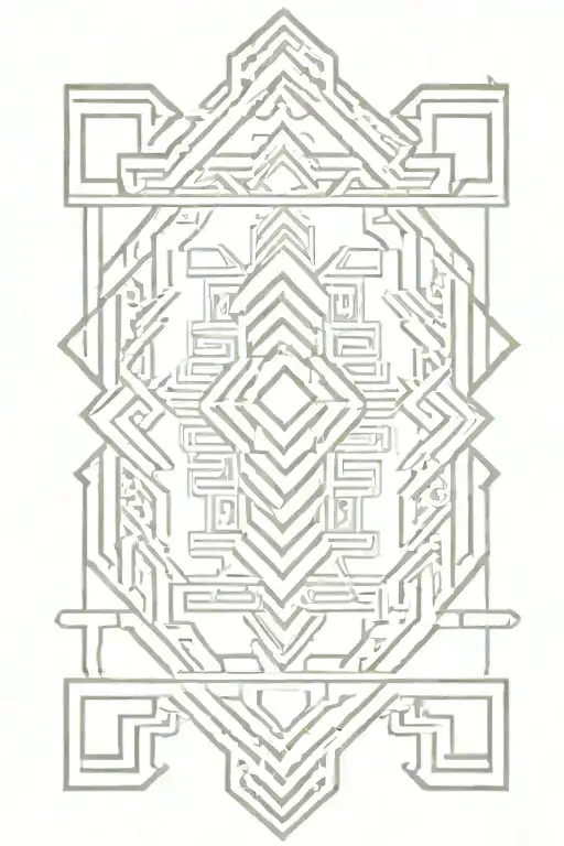 symmetrical tribal pattern tattoo design idea