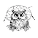 owl with dream catcher going through it tattoo design idea