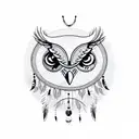 owl with dream catcher going through it tattoo design idea