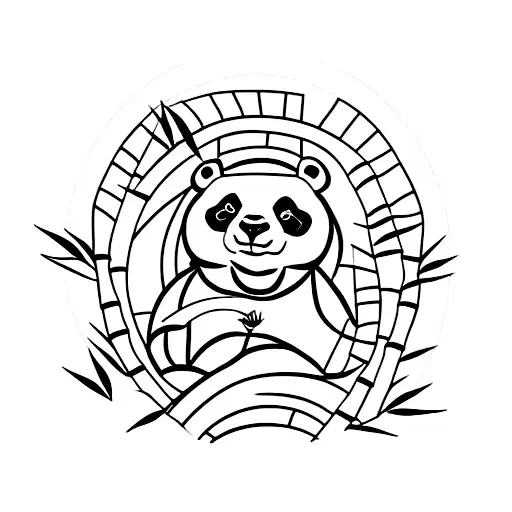 panda with bamboo tattoo design idea
