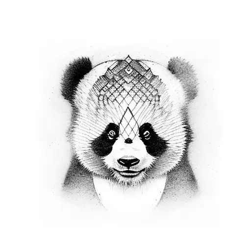 small panda with bamboo tattoo design idea