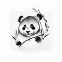 small panda with bamboo tattoo design idea
