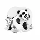 small panda with bamboo tattoo design idea