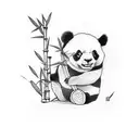 small panda with bamboo tattoo design idea