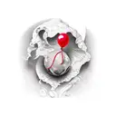 scene with red balloon tattoo design idea