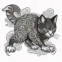 Japanese style cat tattoo design idea