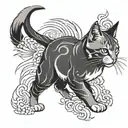 Japanese style cat tattoo design idea