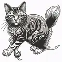 Japanese style cat tattoo design idea