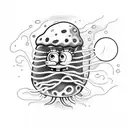 spongebob jellyfish blowing bubbles saying living like larry tattoo design idea
