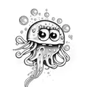 spongebob jellyfish blowing bubbles saying living like larry tattoo design idea