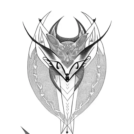 A pagan-inspired tattoo showcasing a majestic flying fox surrounded by intricate Celtic knotwork tattoo design idea