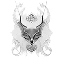 A pagan-inspired tattoo showcasing a majestic flying fox surrounded by intricate Celtic knotwork tattoo design idea