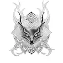 A pagan-inspired tattoo showcasing a majestic flying fox surrounded by intricate Celtic knotwork tattoo design idea