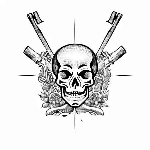 Skeleton with AK-47  tattoo design idea
