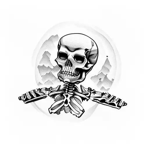 Skeleton with AK-47  tattoo design idea