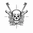 Skeleton with AK-47  tattoo design idea
