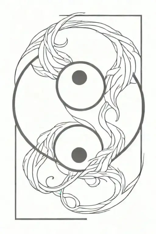 angel number 333 fused with a yin yang symbol intertwined tattoo design idea