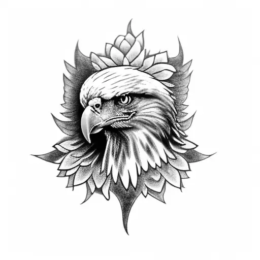eagle wings and flowers  tattoo design idea
