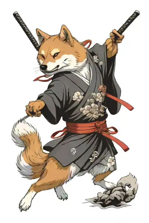 samurai shiba inu japan style tattoo design idea