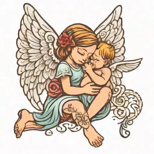 mom miscarriage baby angel tattoo design idea