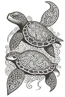 tribal turtle with dolphin  tattoo design idea