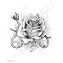 floral violin tattoo design idea
