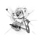 floral violin tattoo design idea