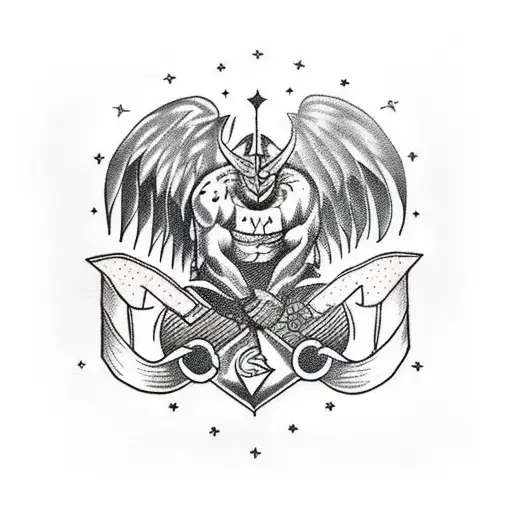 odins raven perched on thors hammer with lightening throughout tattoo design idea