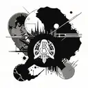 Incorporate elements from Destiny 2 Vow of Disciple and the Rhulk into a futuristic space-themed tattoo design tattoo design idea