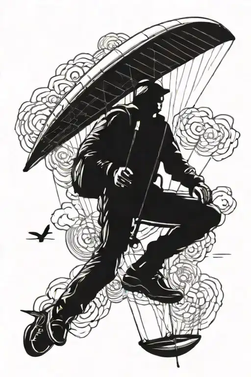 paraglider flying tattoo design idea