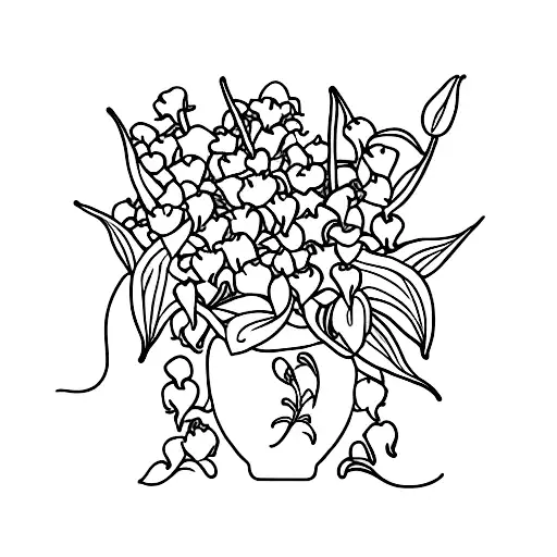 3 flowers: lily of the valley, morning glory, and honeysuckle tattoo design idea
