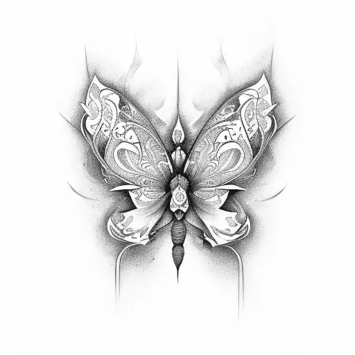 mariposa na coxa  tattoo design idea