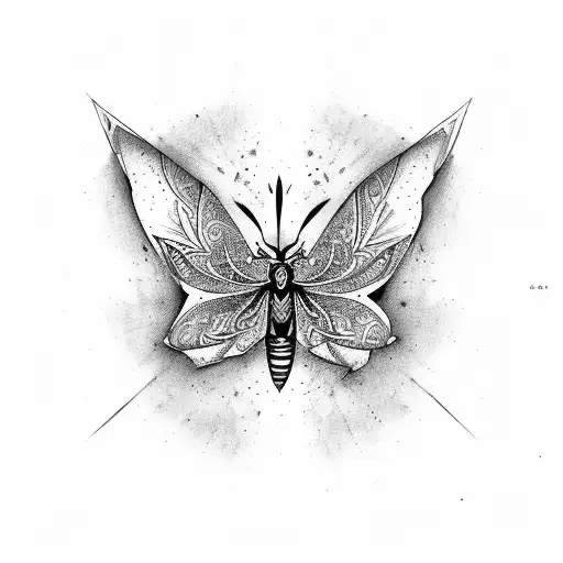 mariposa com caveira tattoo design idea