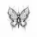 mariposa na coxa  tattoo design idea