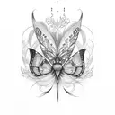 mariposa na coxa  tattoo design idea