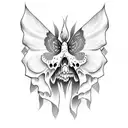 mariposa com caveira tattoo design idea