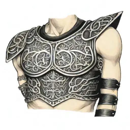 shoulder armor with chain mail   tattoo design idea