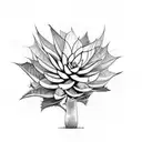 Create a captivating black and white tattoo design featuring a fiddle leaf fig or aloe vera plant. tattoo design idea