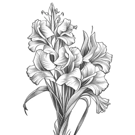 gladiolus flower one continuous line tattoo design idea