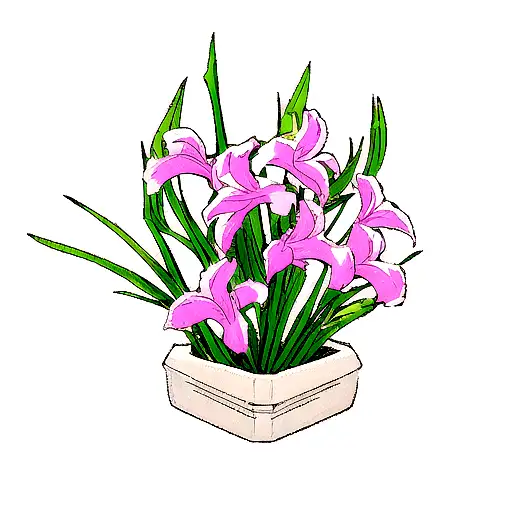 long and curvy fine line single small gladiolus branch tattoo design idea