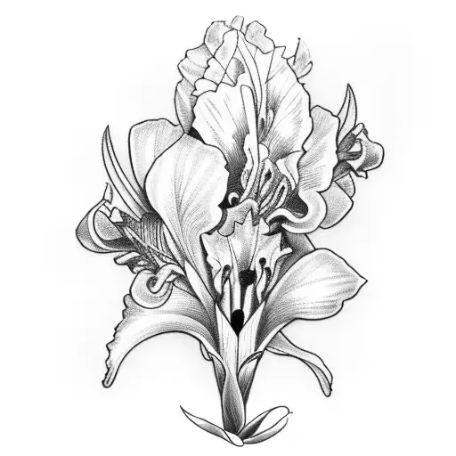 fine line gladiolus single stem tattoo design idea