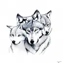 wolf with three pups tattoo design idea