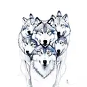 wolf with three pups tattoo design idea