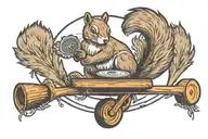 squirrel throwing a disc golf basket tattoo design idea