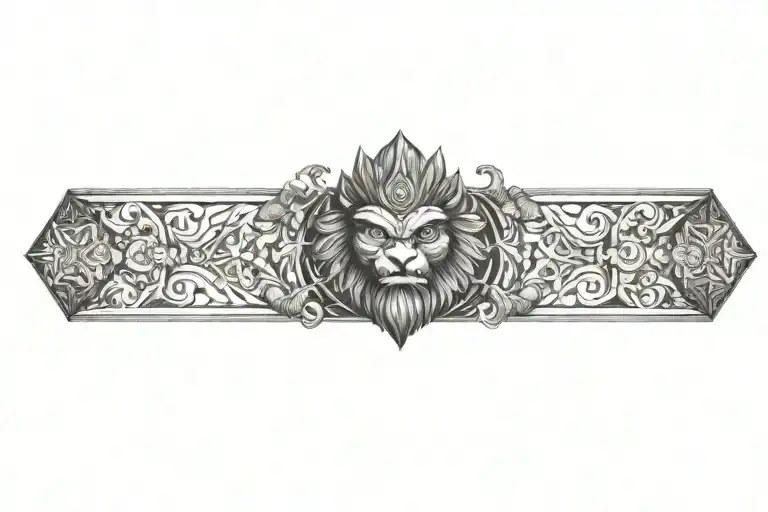 narasimha and vedic symbols incorporated into the design tattoo design idea
