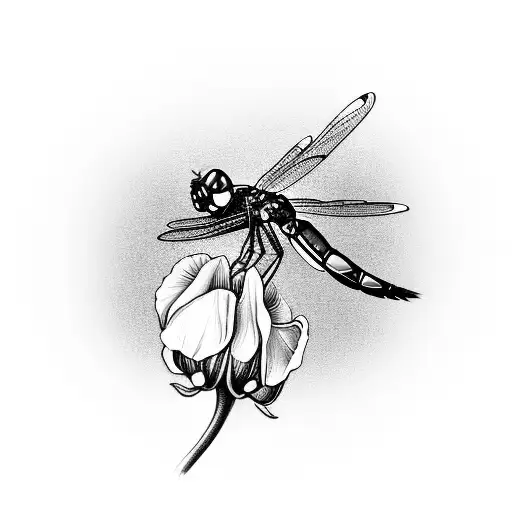 dragonfly of poppies callaliles gladiolus carnations snowdrops with date August 21 2017 on stems , wedding rings on the  tattoo design idea