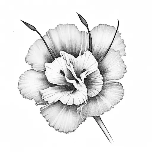carnations and poppies and snowdrops and callalilies and gladiolus with wedding rings on long stems with 21/08/2017 tattoo design idea