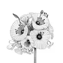 mix ocarnations and poppies and snowdrops and callalilies and gladiolus with wedding rings on long stems with 21/08/2017 tattoo design idea