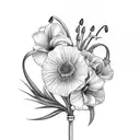 mix ocarnations and poppies and snowdrops and callalilies and gladiolus with wedding rings on long stems with 21/08/2017 tattoo design idea