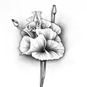 carnations and poppies and snowdrops and callalilies and gladiolus with wedding rings on long stems with 21/08/2017 tattoo design idea